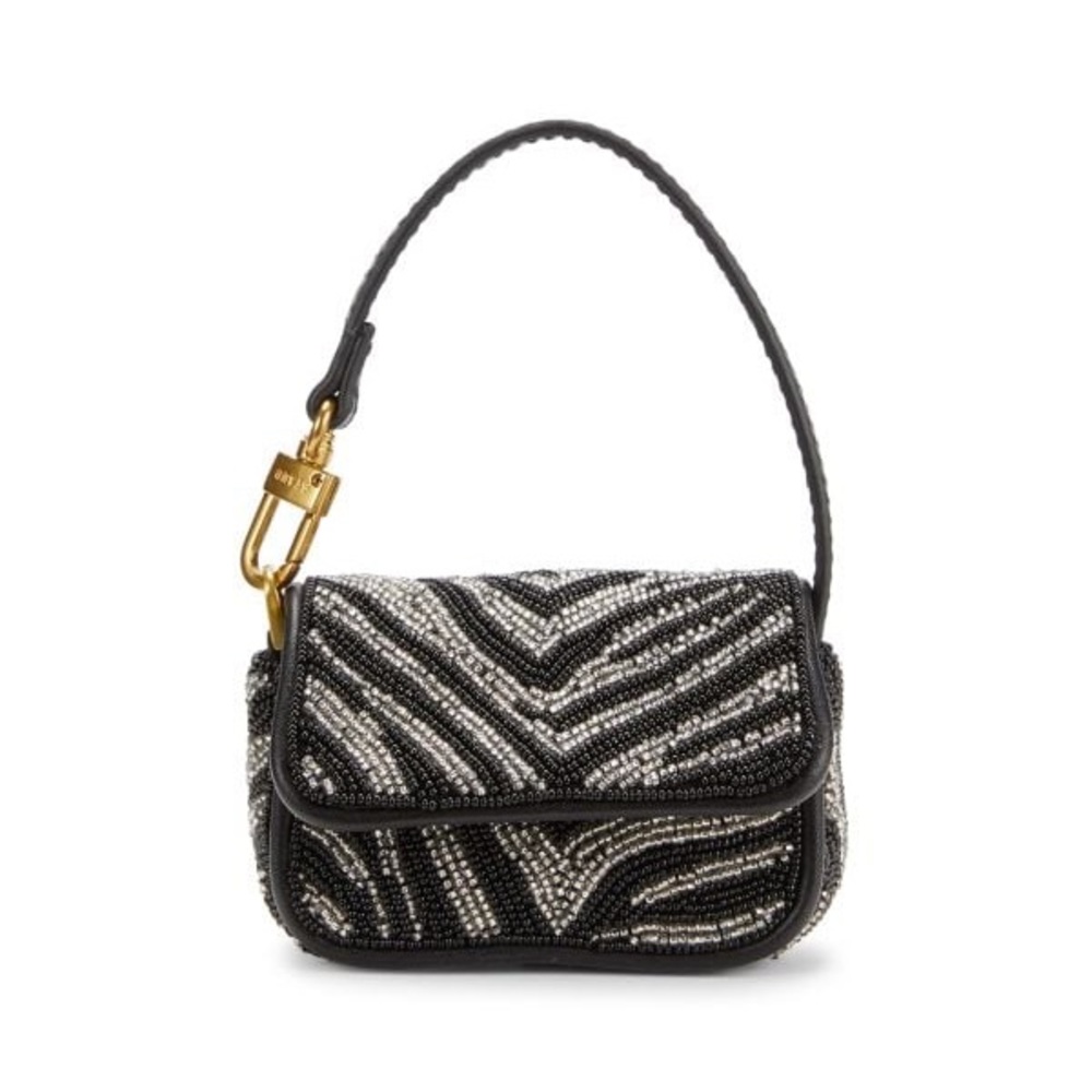 STAUD Black and Silver Beaded Bag